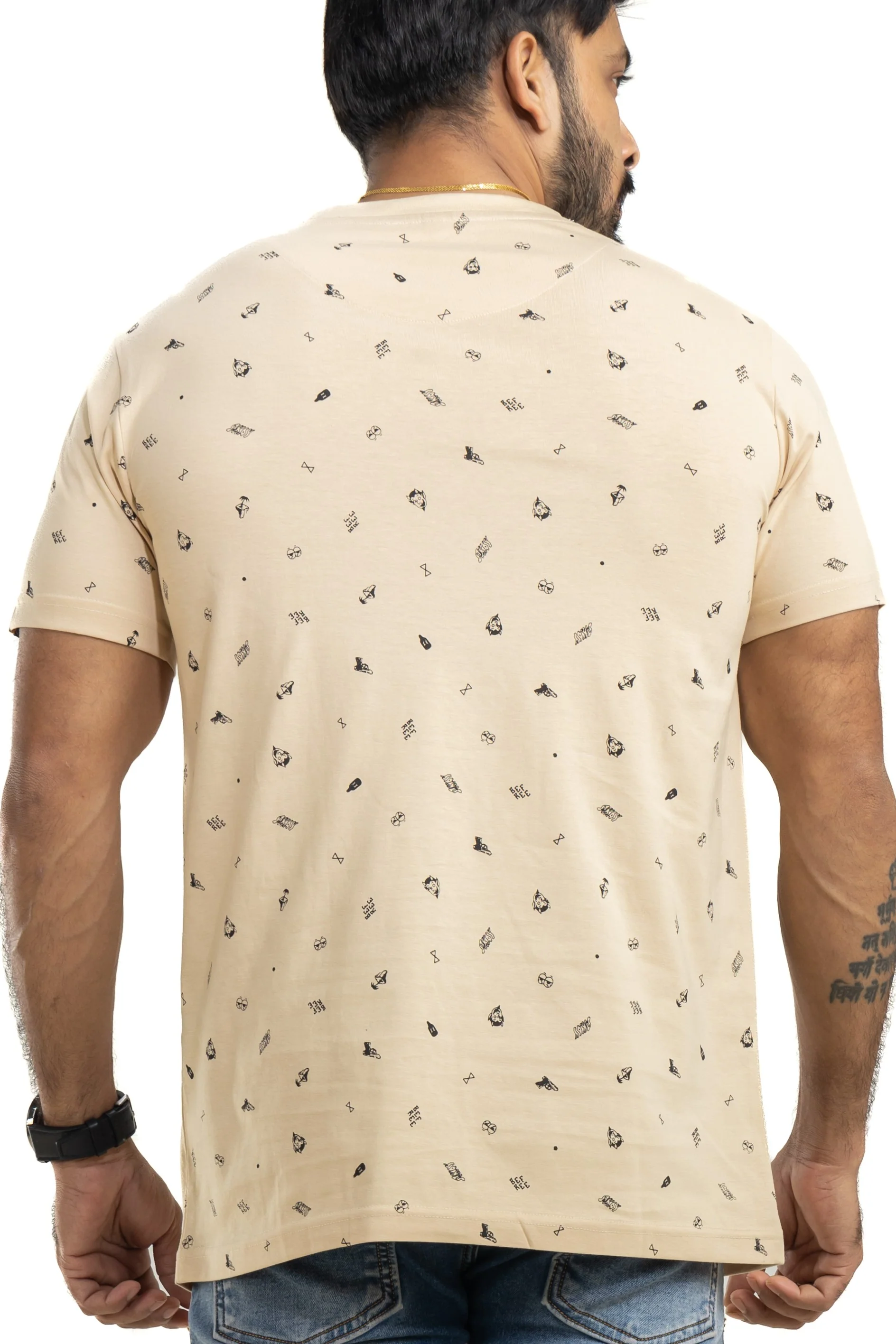 Funk Beige All Over Printed T-Shirt - Image 3