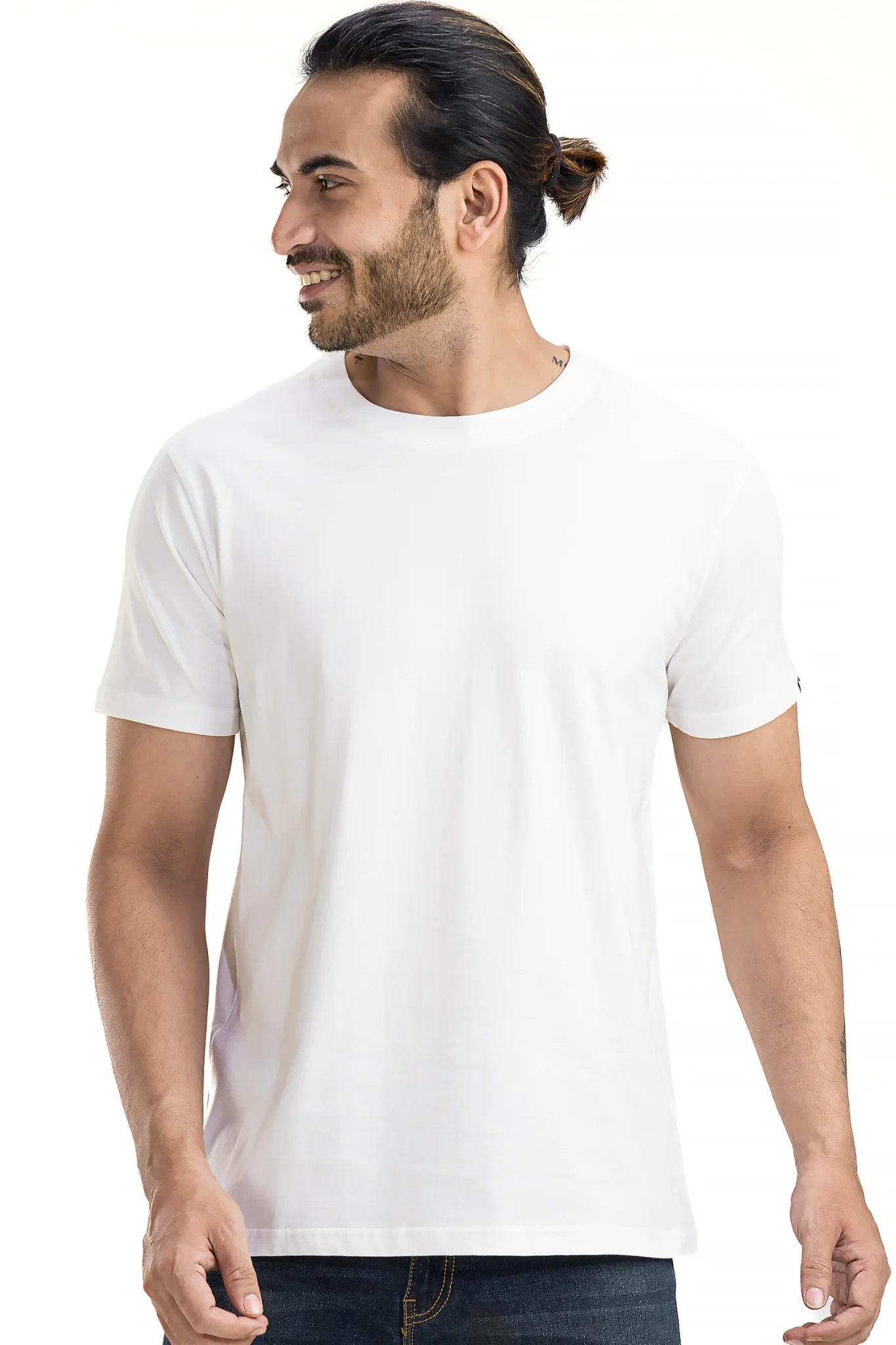 Men's Solid Basic White T-Shirt - Image 4