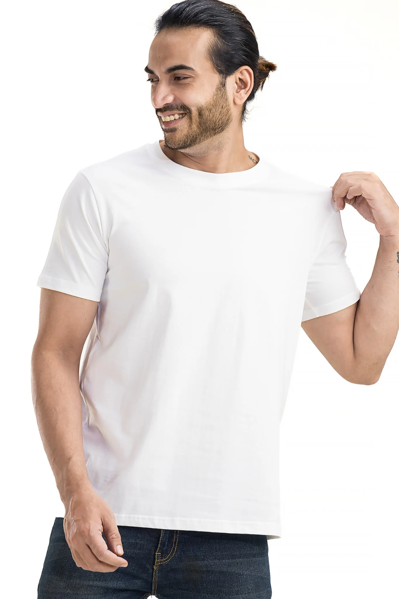 Men's Solid Basic White T-Shirt - Image 5