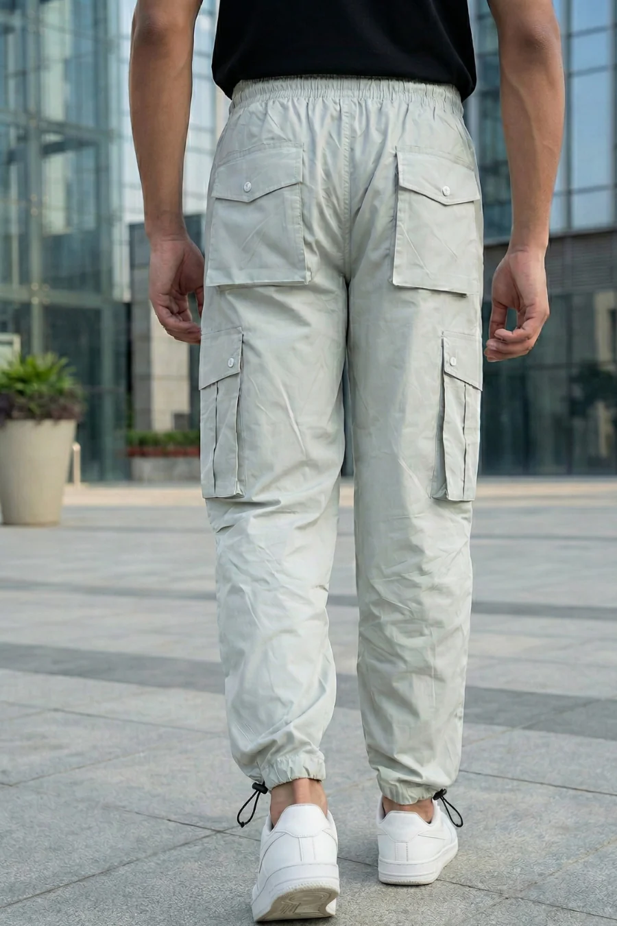 Nomad Light Grey Cotton Air Cargo Pants - Image 3