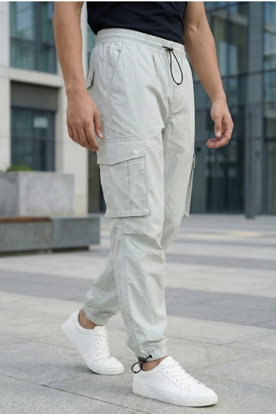 Nomad Light Grey Cotton Air Cargo Pants - Image 6